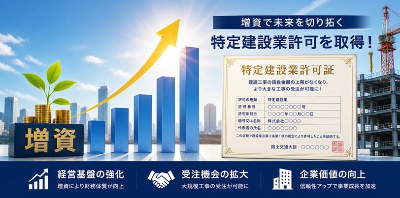 特定建設業許可取得と利益剰余金の増資のイメージ画像