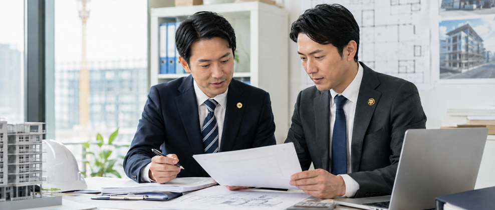特定建設業許可取得のため税理士と行政書士が連携して決算書や資本対策を行うイメージ画像.