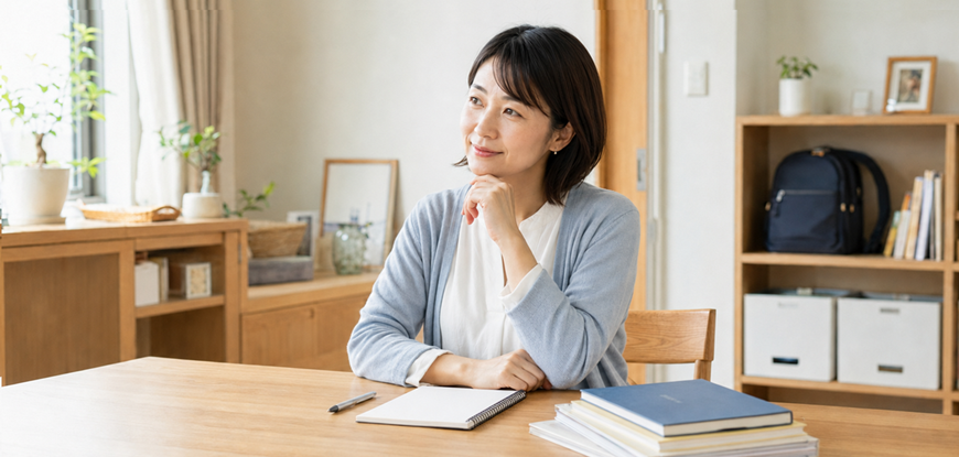 子育てが落ち着き、30代・40代女性がこれからのキャリアを前向きに見つめ直すイメージ画像