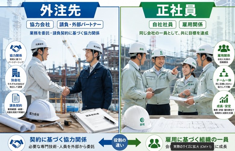 建設業･建設業の外注費と給与の違いイメージ画像