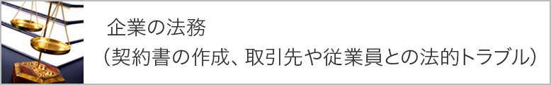 企業の法務（契約書の作成、取引先や従業員との法的トラブル）