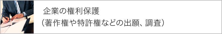 企業の権利保護（著作権や特許権などの出願、調査）